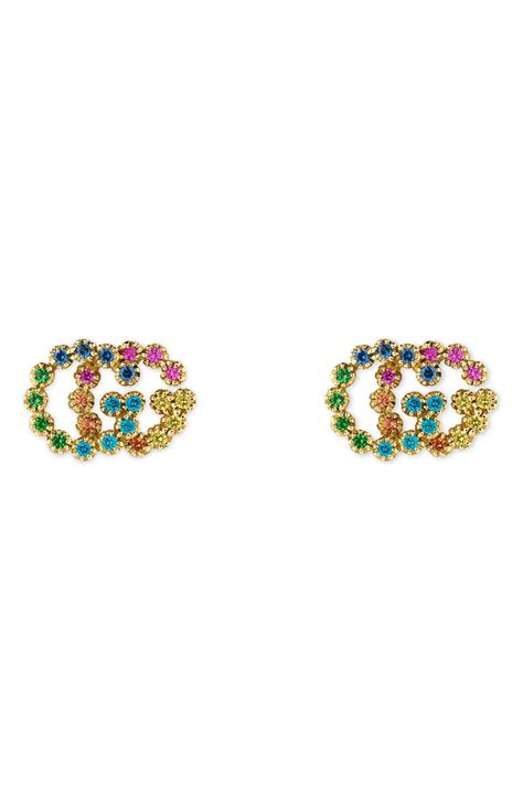 gucci gg earrings gold|Gucci multi stone earrings.